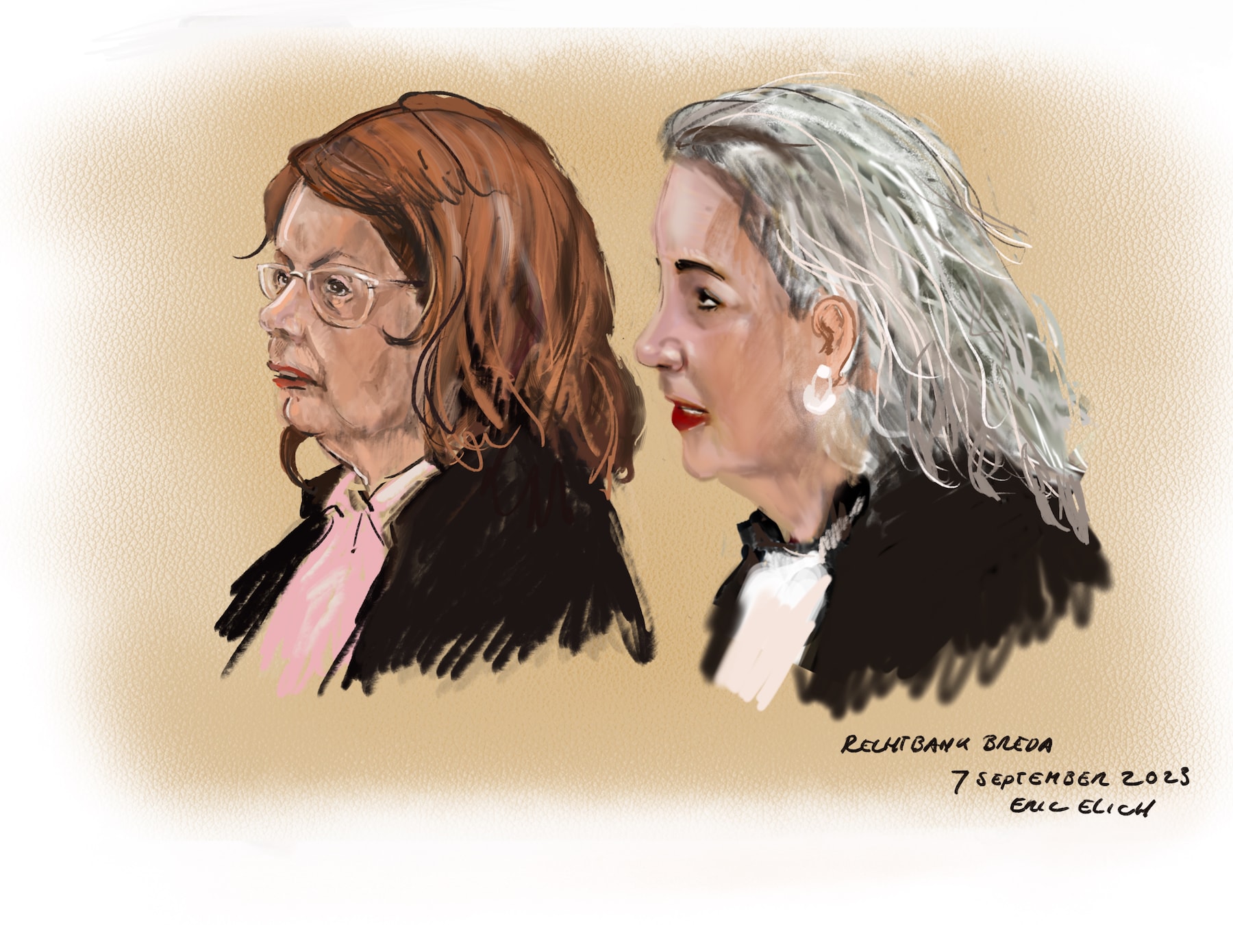 Verdachte Yvon K. en advocaat Esther Vroegh in de rechtbank.