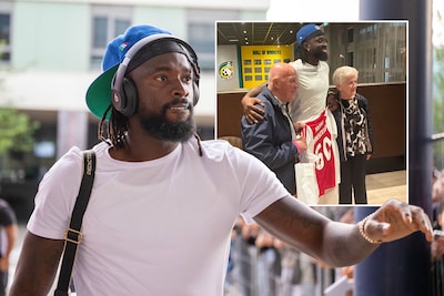 Ajax-spits Tolu schittert op diamanten huwelijk in Sittard: ‘Dit zijn mijn Belgische opa en oma’
