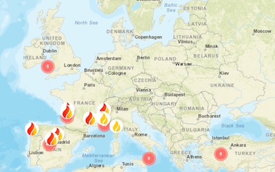 Bosbranden in Zuid-Europa zijn ‘live’ te tracken via Google Maps en site: ‘Toeristen zijn onze verslaggevers’
