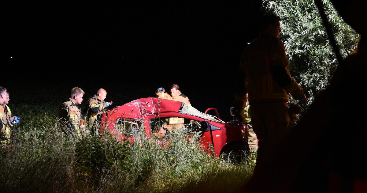 Auto raakt van de weg bij Steenwijkerwold en knalt tegen boom, inzittenden zwaargewond