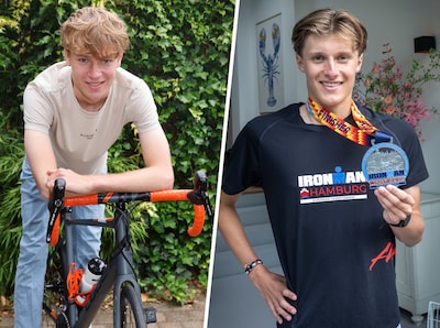 Vrienden starten samen aan extreme triatlon, de een finisht als jongste deelnemer, de ander wordt ge