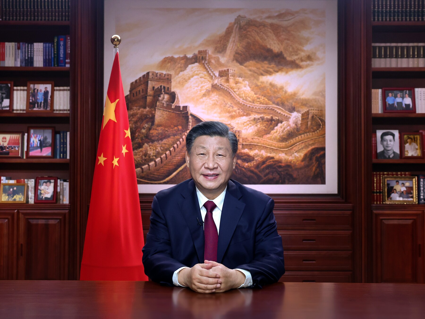 De Chinese president Xi Jinping tijdens zijn nieuwjaarstoespraak afgelopen 31 december.