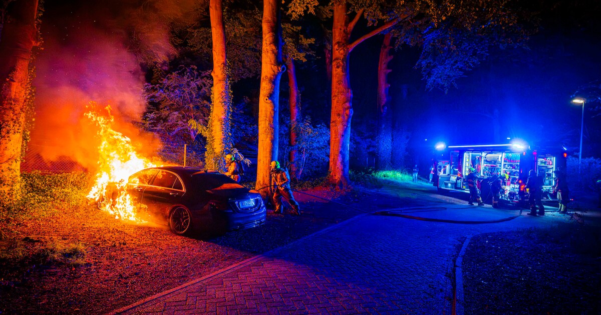 Wéér autobrand in Rozendaal: Mercedes van 2,5 ton volledig uitgebrand