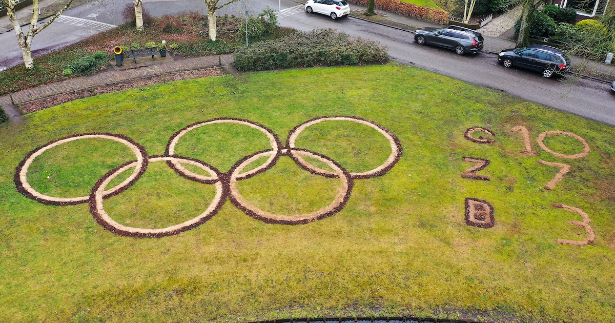 Olympische ringen en recordcijfers van Milaan op grasveldje in Driebergen: ‘Gemaakt van zaagsel en n