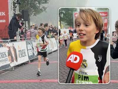 Viraal: Pim (7) won de Kids Run tijdens de Utrechtse Singelloop