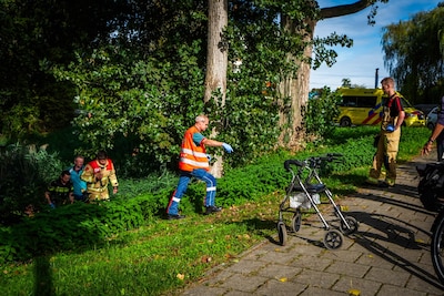 Oudere vrouw met rollator belandt in vijver Eindhoven en wordt door omstanders gered