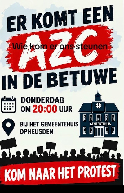 Mogelijk azc-demonstratie in Opheusden, burgemeester rekent op rustige vergadering
