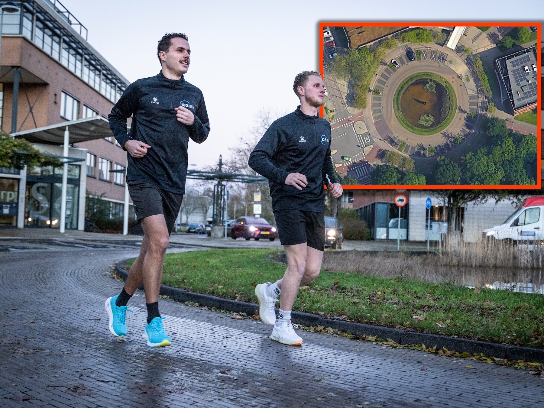 Deze vrienden rennen vierhonderd keer over zelfde rotonde: ‘Het gaat geheid pijn doen’