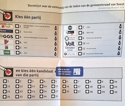 Geen enorme landkaart, maar een compact en makkelijker stembiljet en tóch gaan kiezers in Soest de f