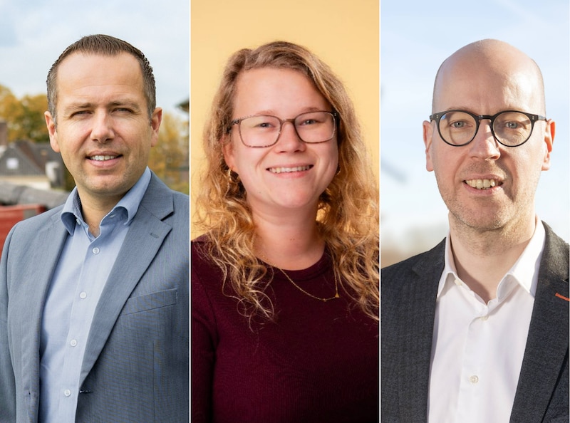Drie van de Gorcumse lijsttrekkers: Niels van Santen (VVD), Paulien de Groot (GL-PvdA), Marijn Eland (CDA).