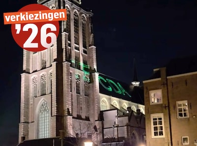 Verontwaardiging over ‘ludieke’ campagnestunt van het CDA: ‘Een kerk is geen projectiescherm’