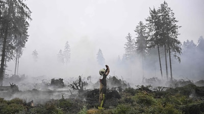 LIVE Extreem weer | Nederland stuurt speciaal team naar België voor hulp bij blussen brand in ‘moeilijk toegankelijke’ Hoge Venen