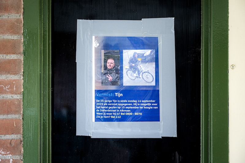 De vermissingsposter die werd verspreid voor Tijn uit Alkmaar.