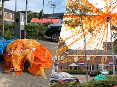 Buurt haalt in één ochtend 7 kilometer vlaggetjes naar beneden na nederlaag van Oranje