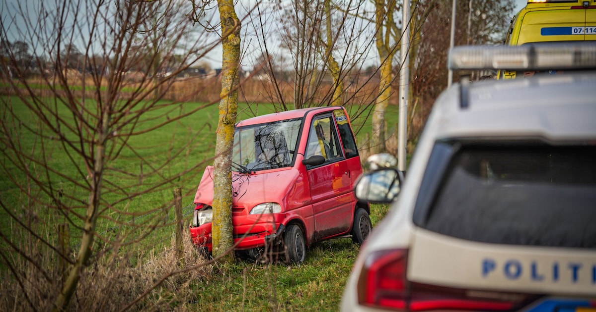 Canta raakt van de weg en botst tegen boom in Groessen