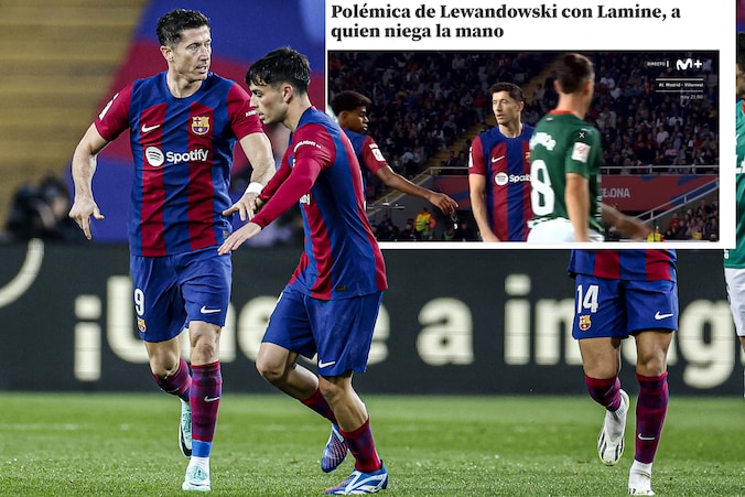 Robert Lewandowski negeert uitgestoken hand van 16-jarige ploeggenoot ...