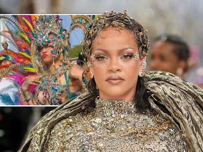 Rihanna viert carnaval in extravagante outfit vol edelstenen: ‘Een van haar beste looks tot nu toe’
