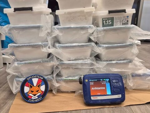 De aangetroffen amfetamine.