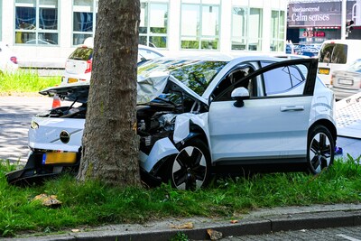 Automobilist botst tegen boom langs de Hoofdweg in Rotterdam