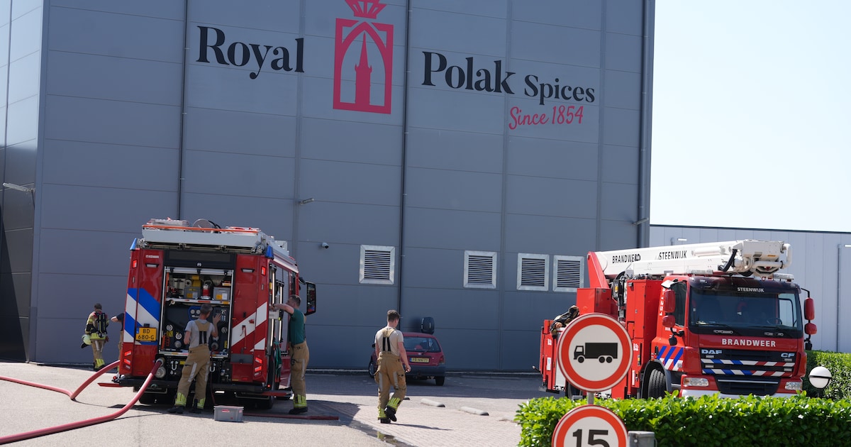 Filter in brand van specerijenfabriek Royal Polak in Steenwijk