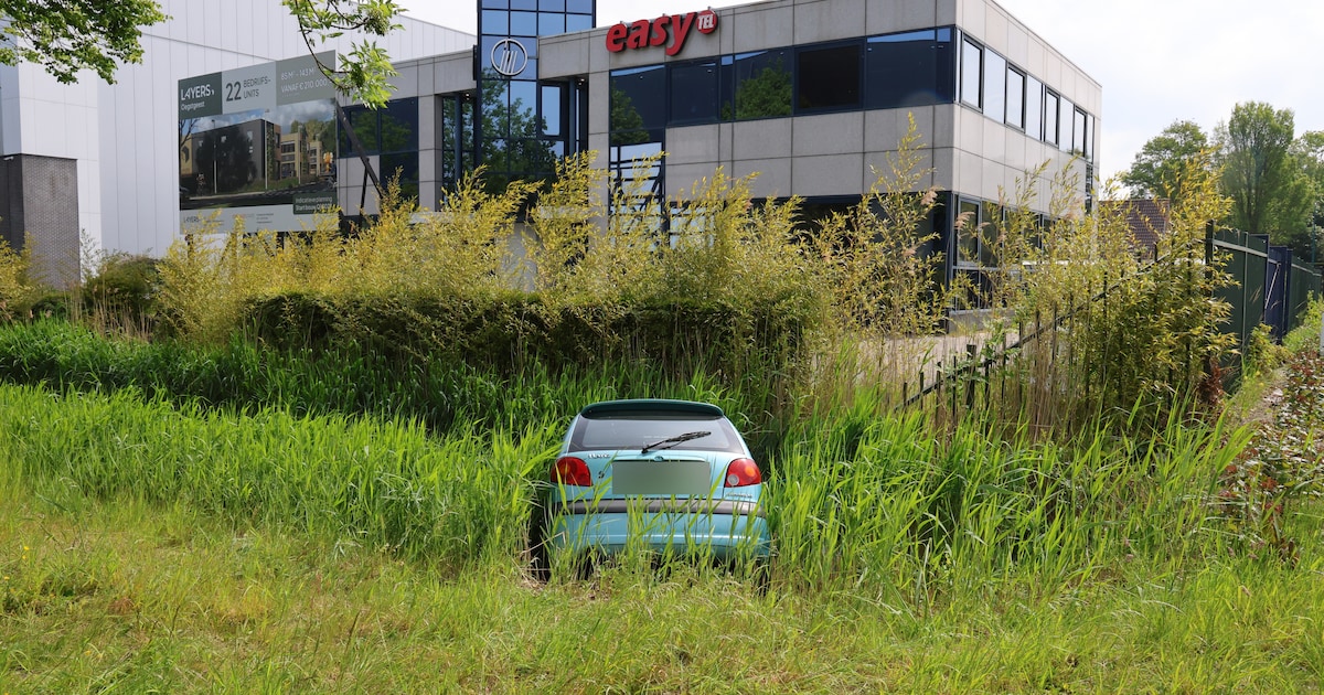 Auto rijdt sloot in na aanrijding in Oegstgeest