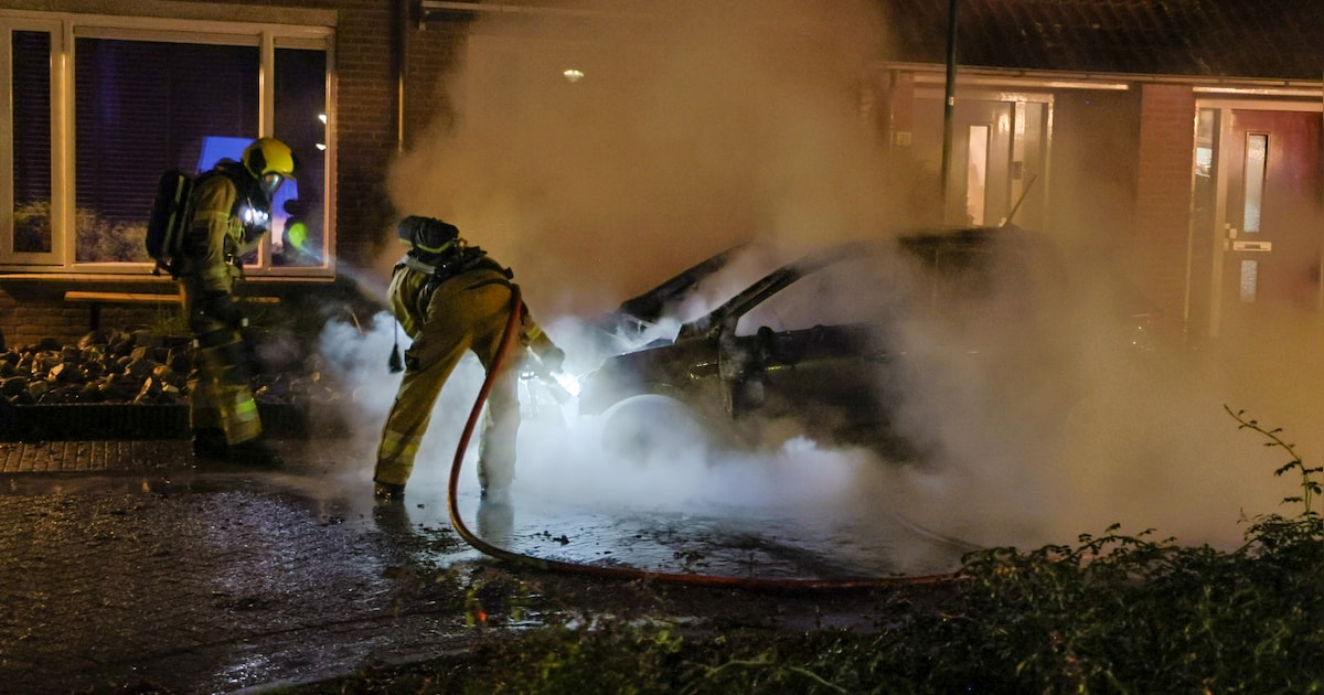 Geparkeerde auto brandt volledig uit in Rijkevoort, politie denkt aan brandstichting