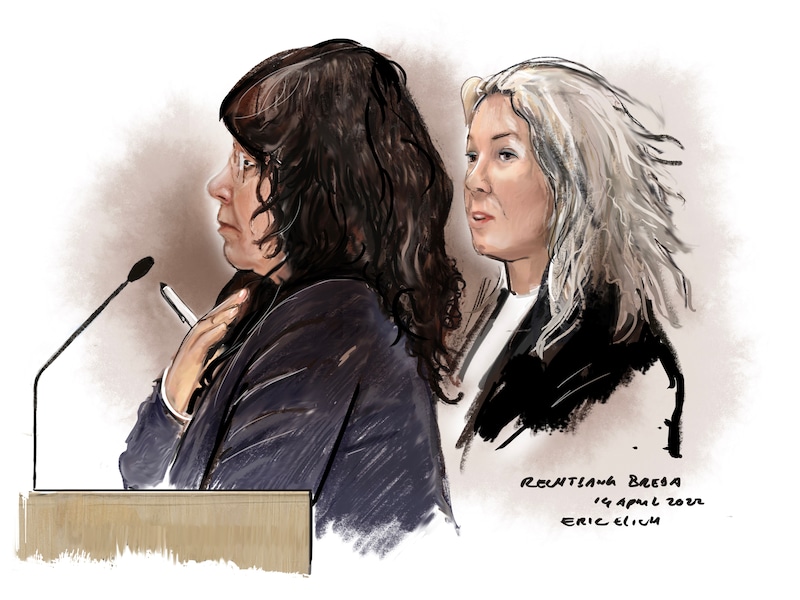 Yvon K. (met pruik) in de rechtbank in Breda.