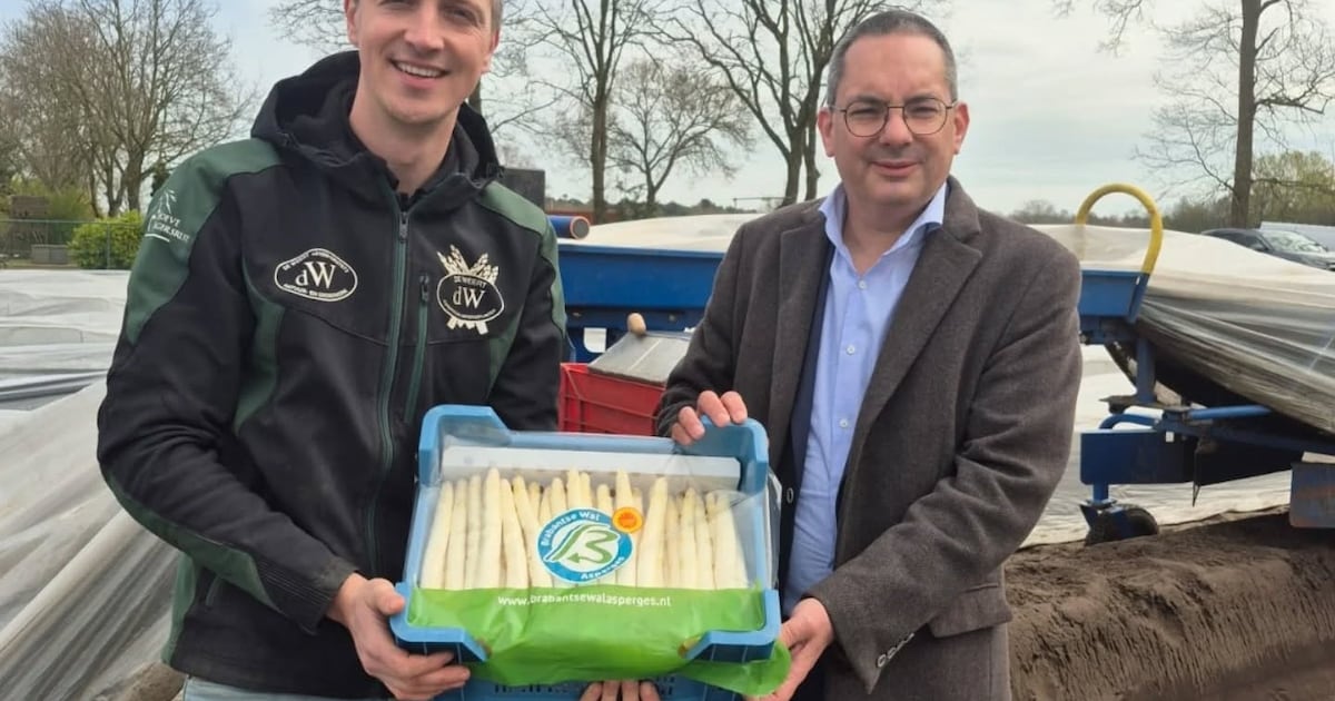 Burgemeester Woensdrecht ontvangt eerste Brabantse Wal-asperges van 2026