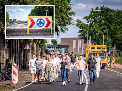 Veelbesproken rotonde in Goirle is nu al aan reparatie toe: scheur door lichtmast