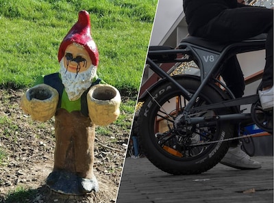 Jongens op fatbikers vernielen kabouters in park, dan worden ze aangesproken door wandelaars