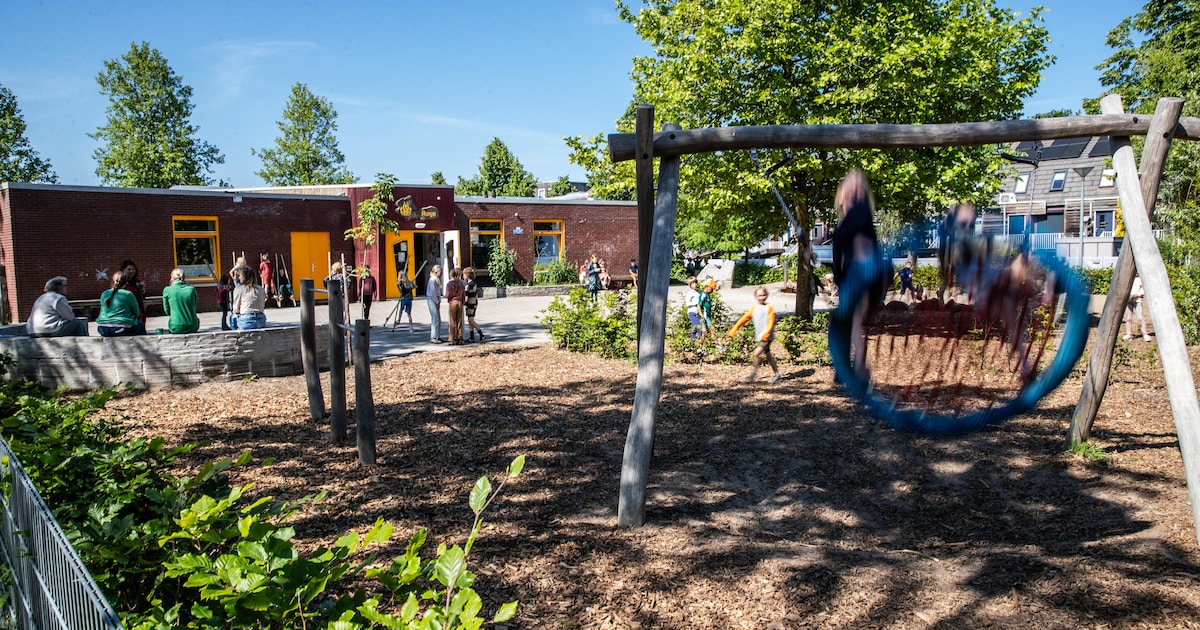 Leerlingen Legmeer onthullen ontwerp nieuw speelplein