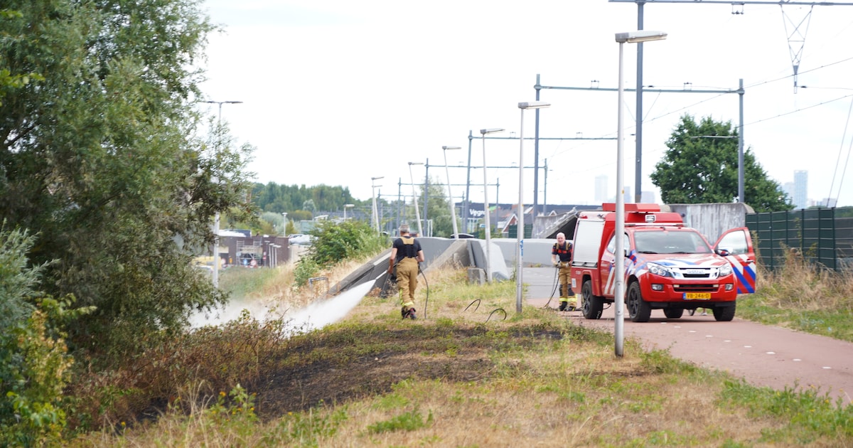 Brand in berm langs Hofpleinpad in Berkel en Rodenrijs