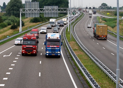 Truckers slow traffic on highways in protest against high fuel prices