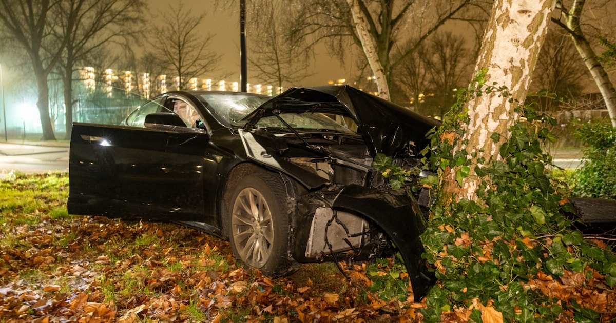 Automobilist crasht tegen boom in Vlaardingen