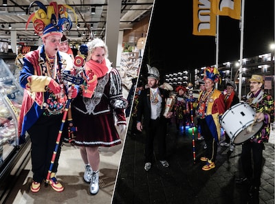 Verbaasde gezichten als er ineens een een compleet dweilorkest voor je neus staat