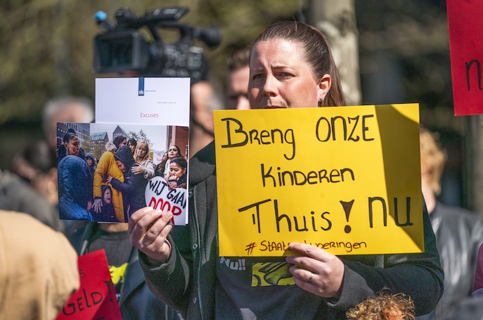 Demonstratie in Rotterdam van slachtoffers van de toeslagenaffaire.