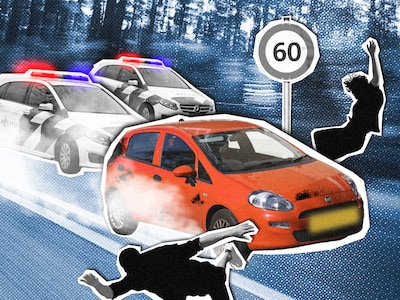 Een oranje Fiat Punto trekt de aandacht en dan begint een levensgevaarlijke achtervolging