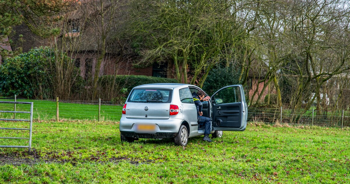 Auto vliegt uit de bocht, raakt boom en eindigt in weiland in Zevenhuizen